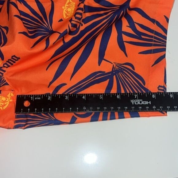 Corona Orange Tropical Swim Trunks w/ Blue Palm Leaf Print Mens Size 2XL - Picture 7 of 7